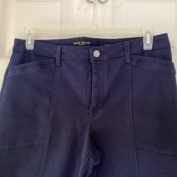 Utility Jeans Blue Susan Graver Regular Stretch Twill Ankle Length & Ankle Zip - Picture 2 of 9
